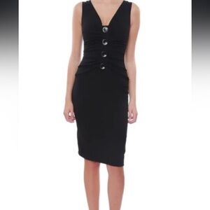 Dolce & Gabbana Virgin Wool Black Midi Dress – Early 2000s Minimalist (IT 44)